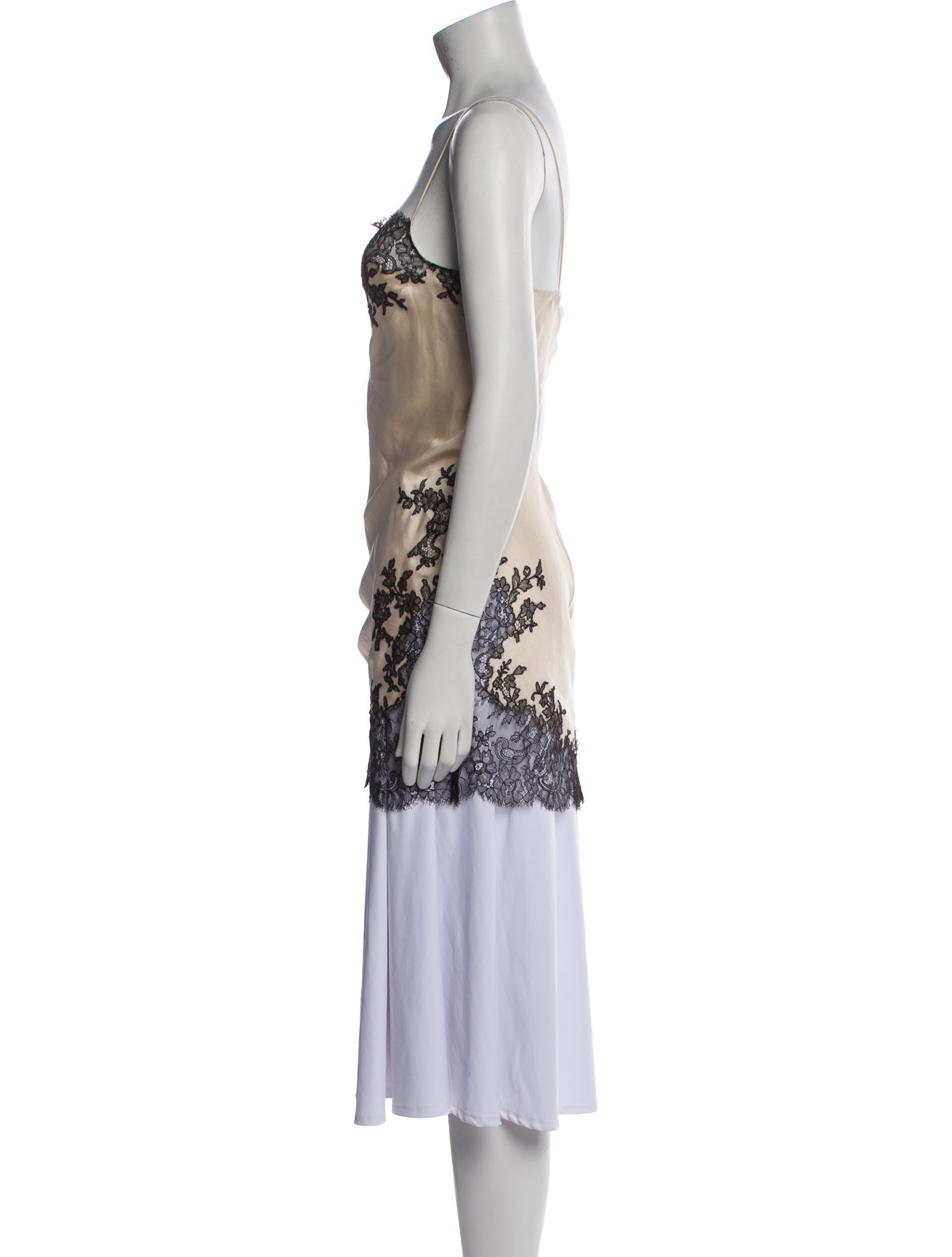 Carine Gilson Silk Lace Trim Embellishment Nightgown
