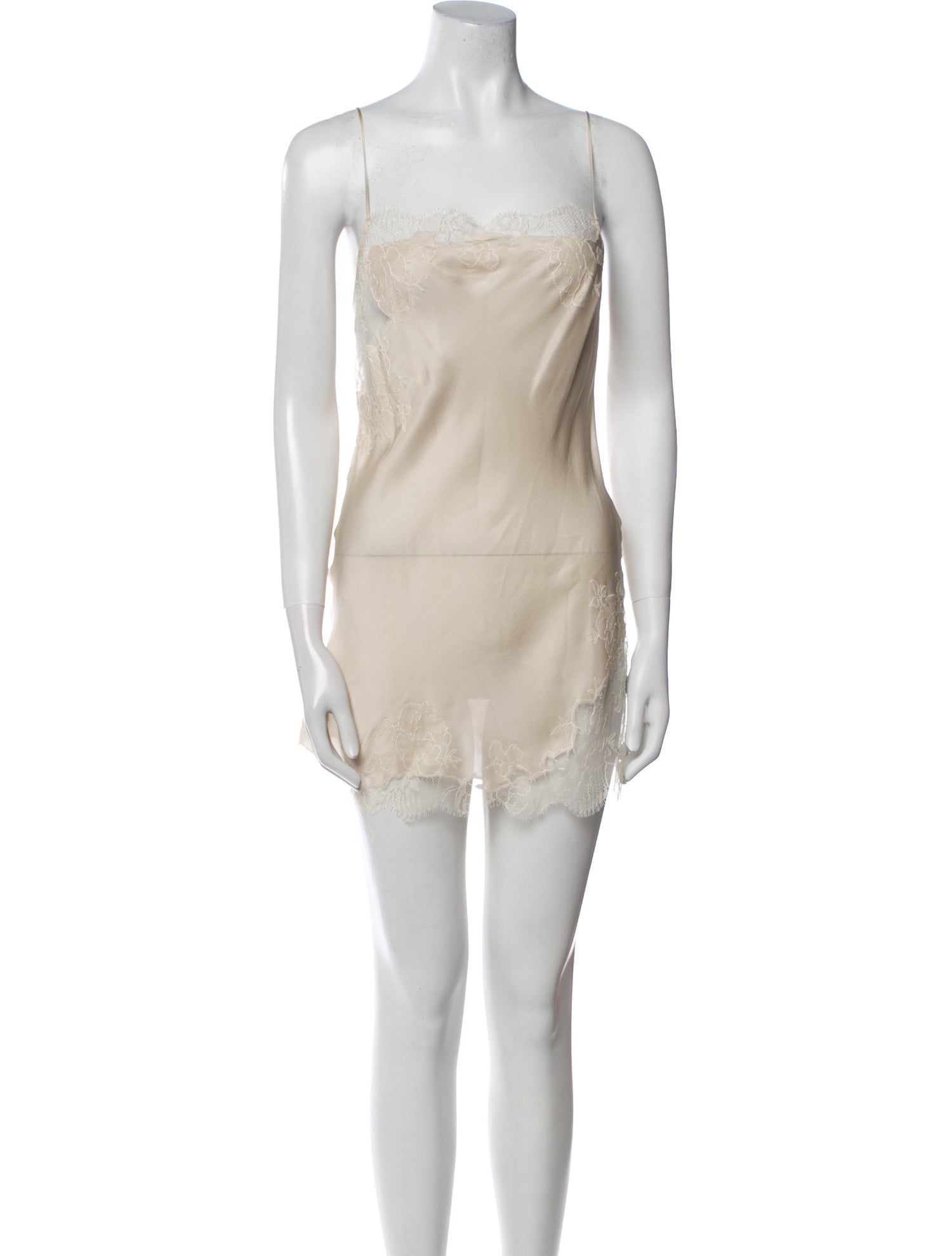 Carine Gilson Silk Lace Trim Embellishment Nightgown