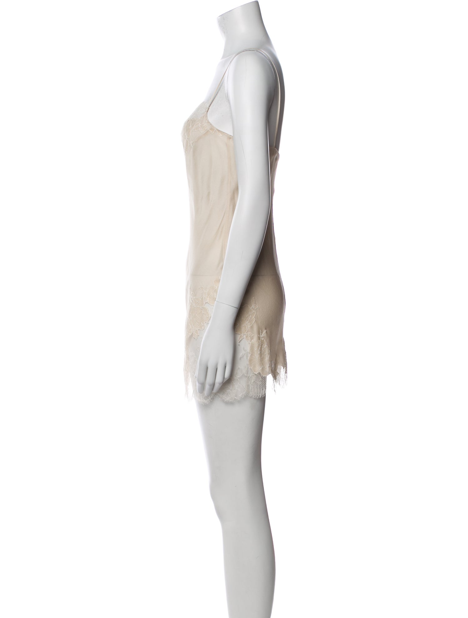 Carine Gilson Silk Lace Trim Embellishment Nightgown