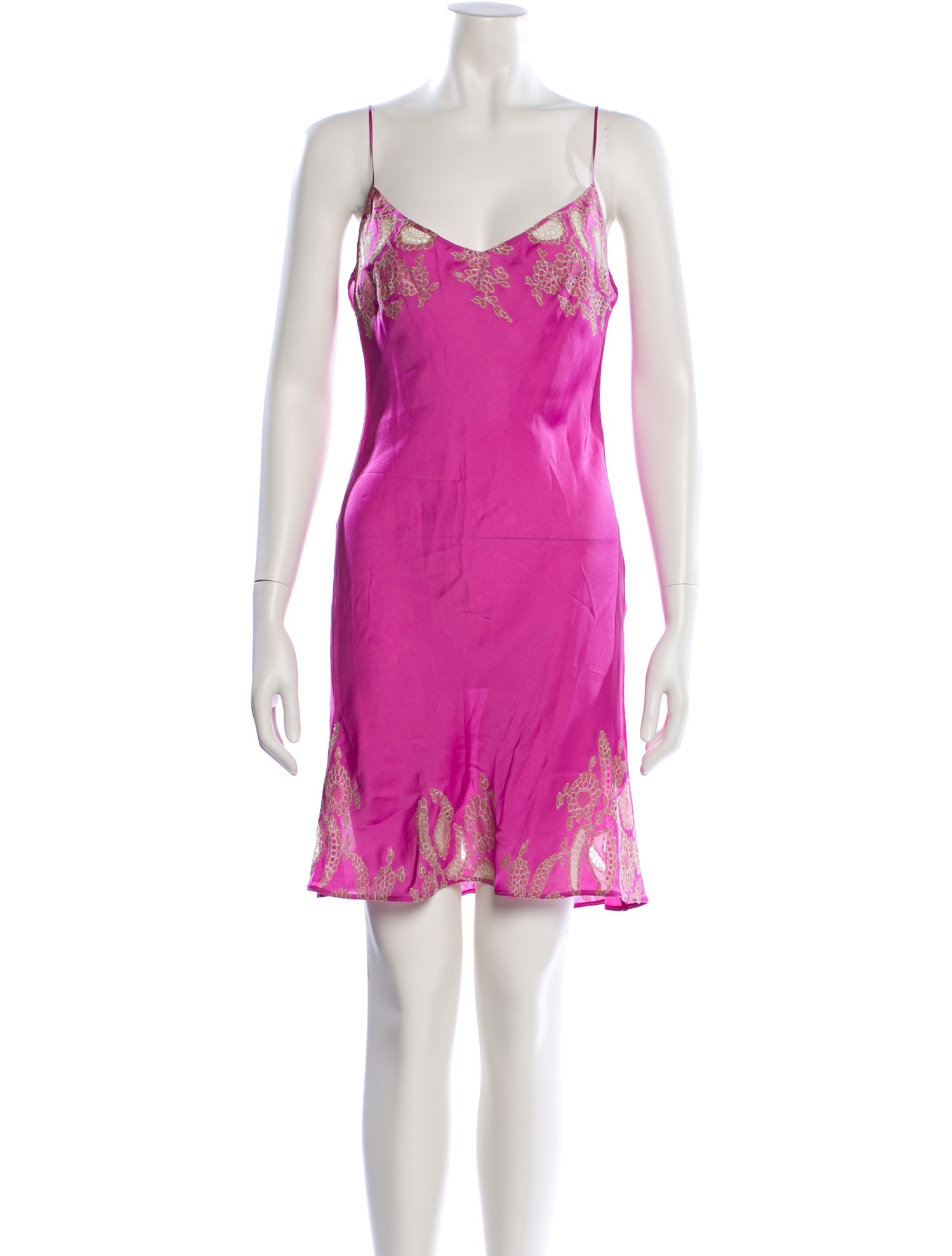 Carine Gilson Satin Lace Trim Embellishment Nightgown w/ Tags