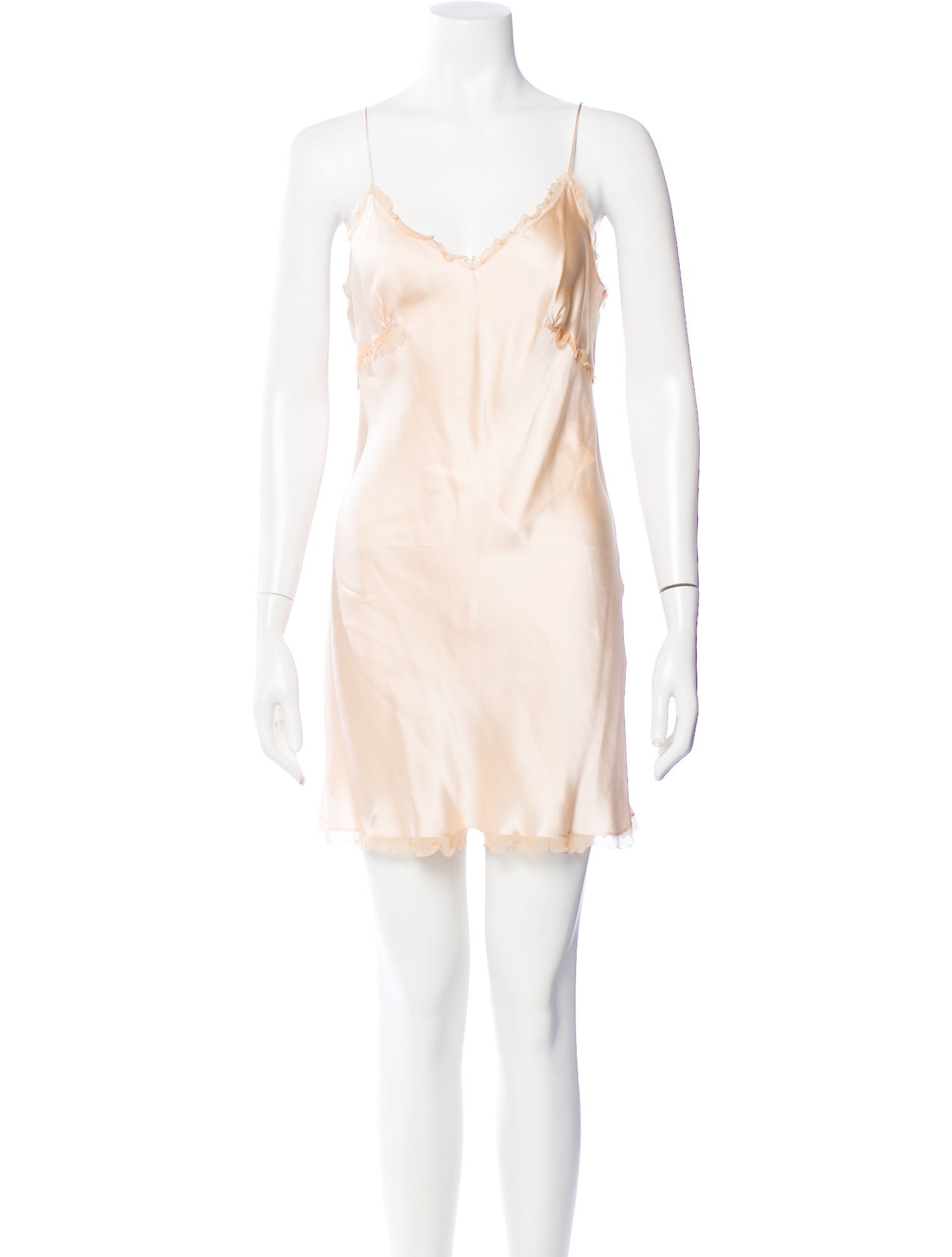 Carine Gilson Silk Ruffle Embellishment Nightgown