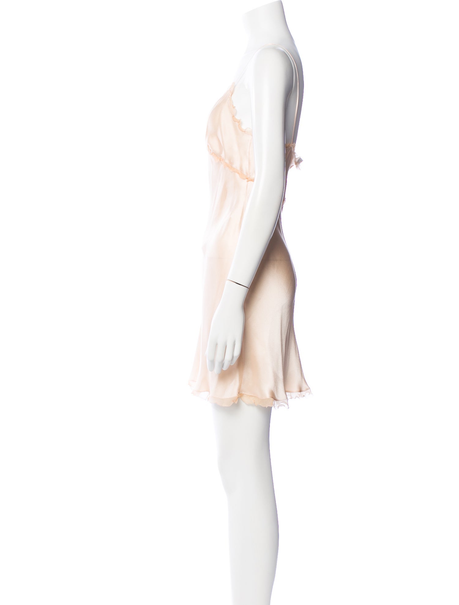 Carine Gilson Silk Ruffle Embellishment Nightgown