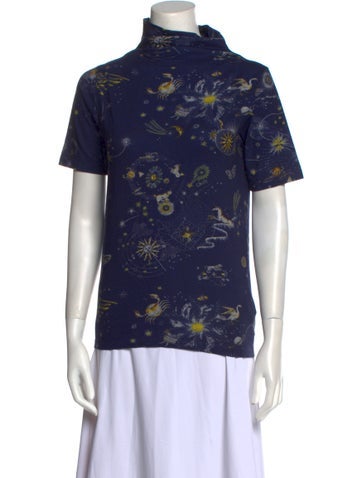 Chufy Tops Printed Mock Neck T-Shirt L