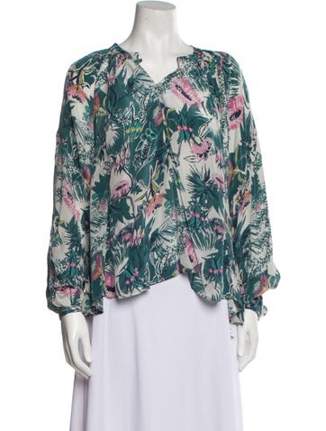 Chufy Tops Floral Print Crew Neck Blouse XS