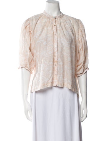 Chufy Tops Printed Mock Neck Crop Top XS