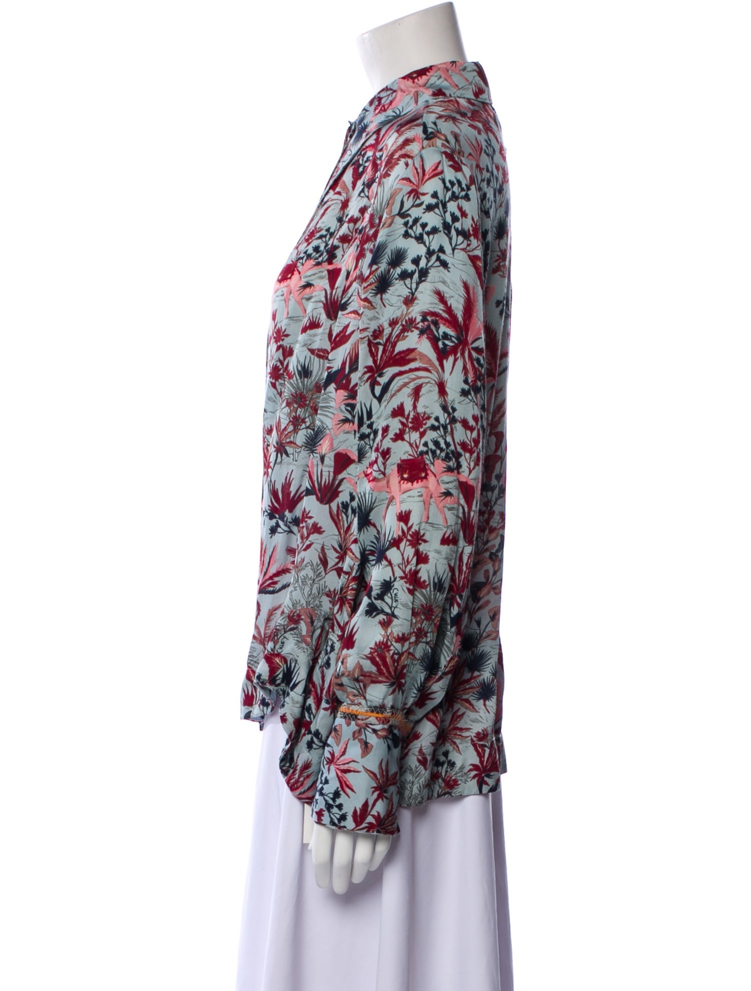 Chufy Printed Long Sleeve Button-Up Top