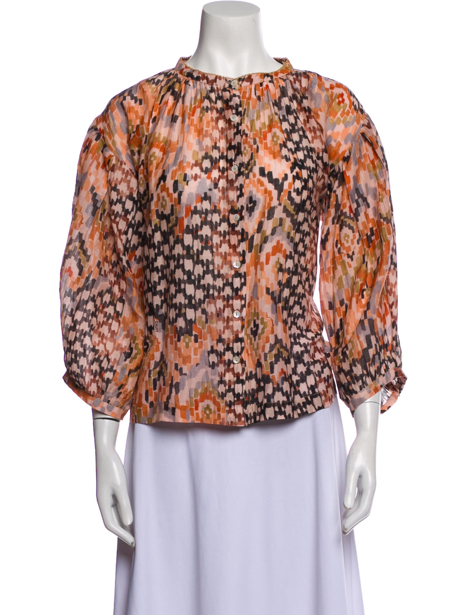 Chufy Printed Bateau Neckline Blouse
