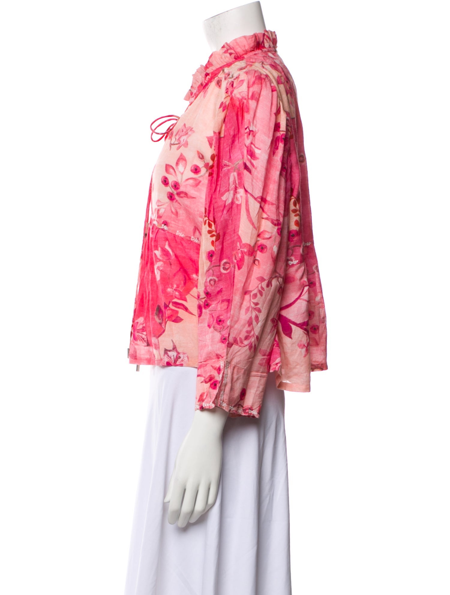 Chufy Floral Print Tie Neck Blouse