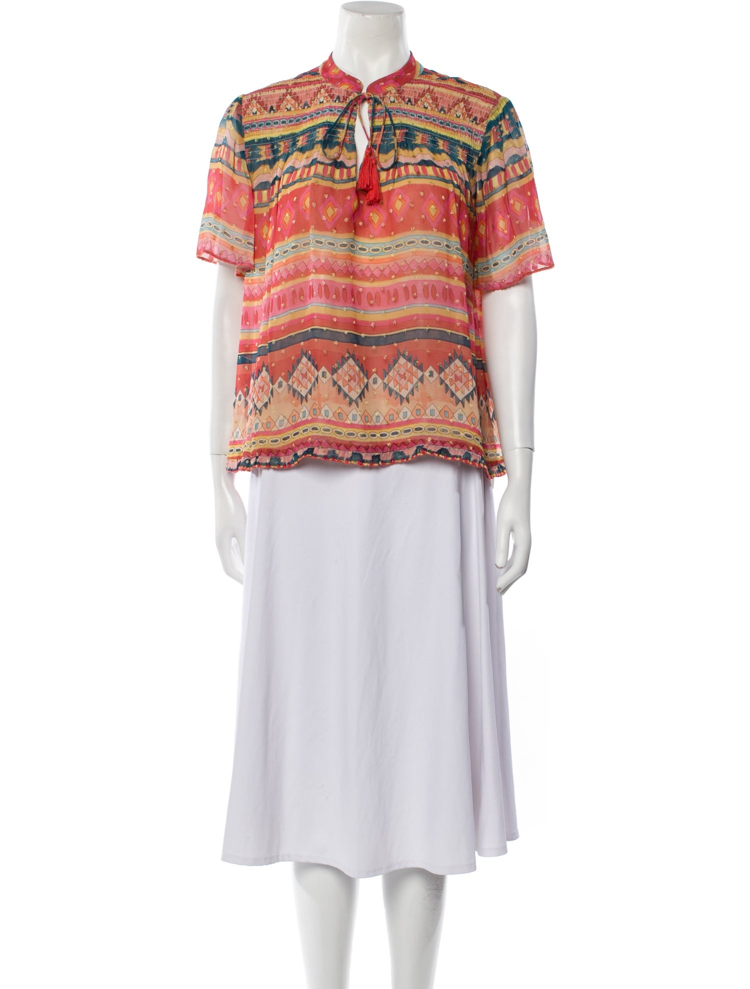 Chufy Printed Mock Neck Blouse