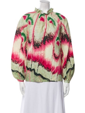 Chufy Tops Printed Mock Neck Blouse S