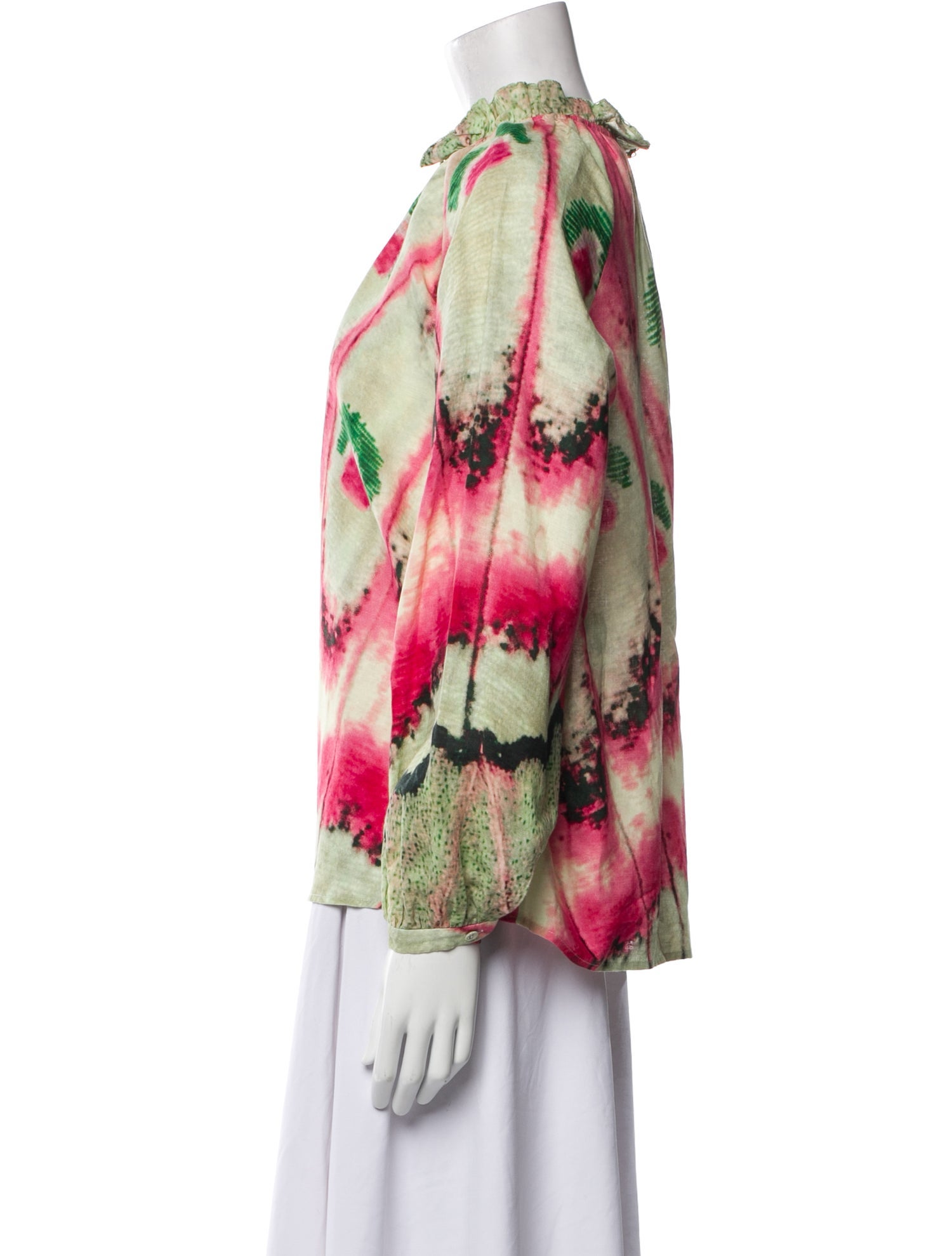 Chufy Printed Mock Neck Blouse