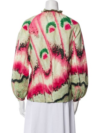 Chufy Printed Mock Neck Blouse