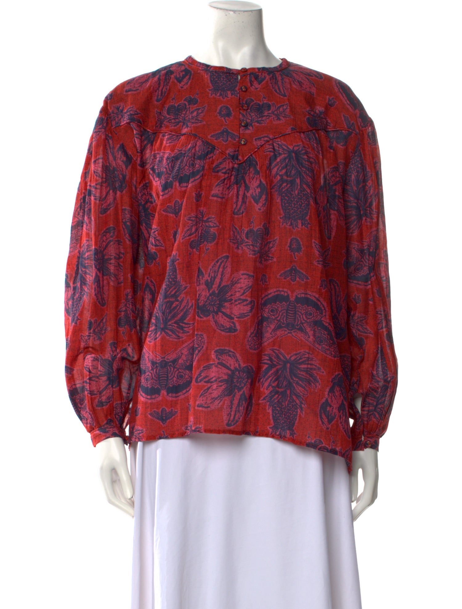 Chufy Printed Bateau Neckline Blouse