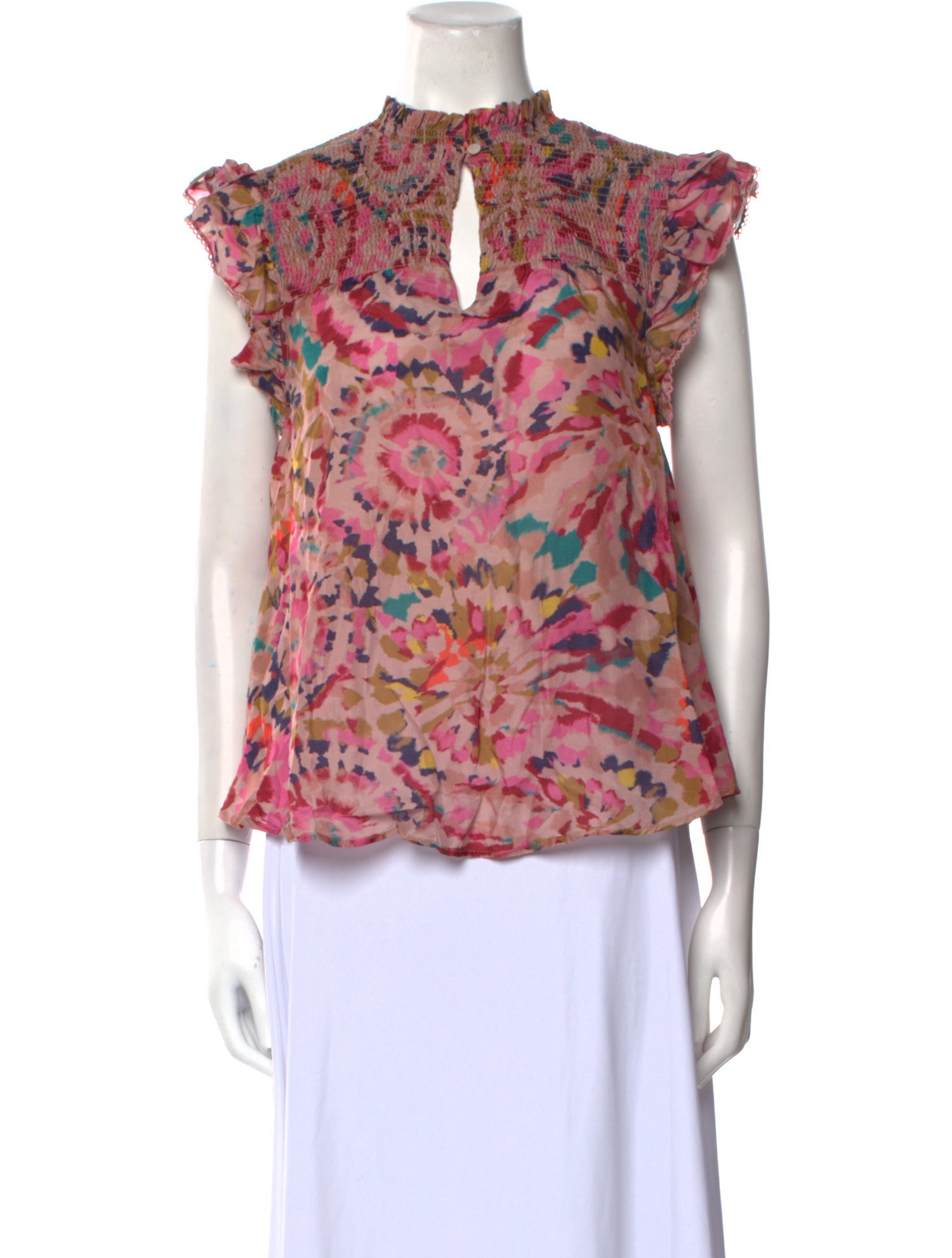 Chufy Floral Print Mock Neck Blouse w/ Tags