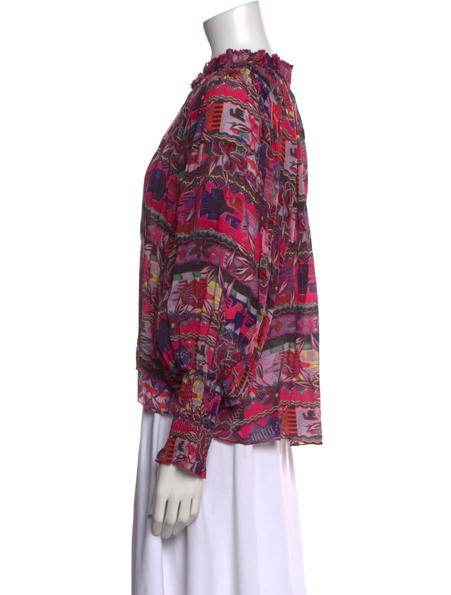 Chufy Printed Mock Neck Blouse