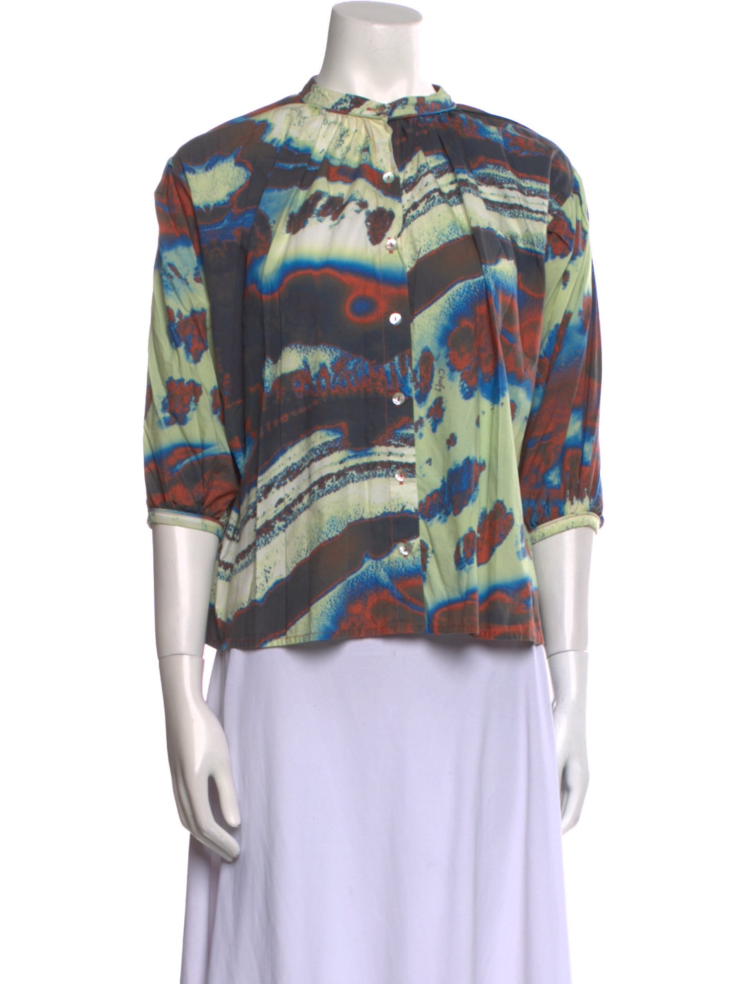 Chufy Printed Crew Neck Blouse