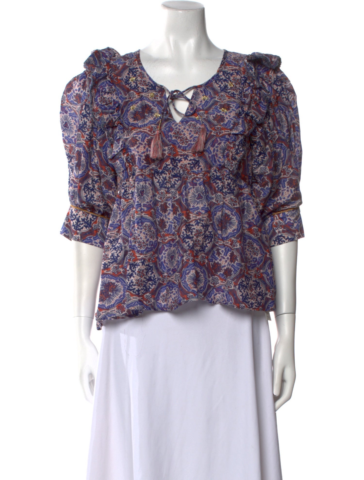 Chufy Paisley Print V-Neck Blouse