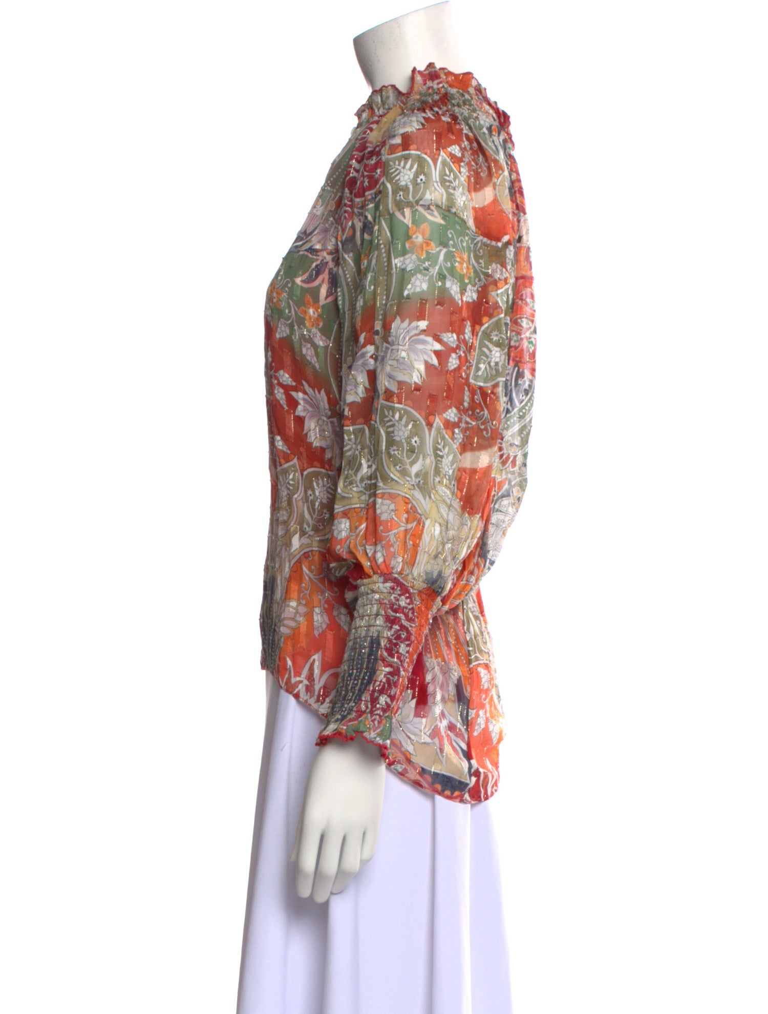 Chufy Floral Print Mock Neck Blouse