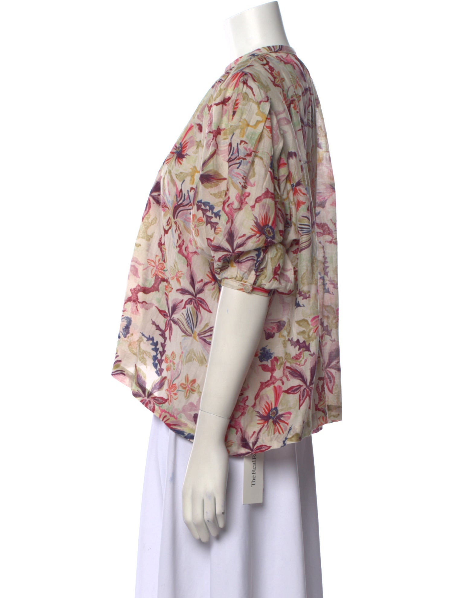 Chufy Floral Print Mock Neck Blouse