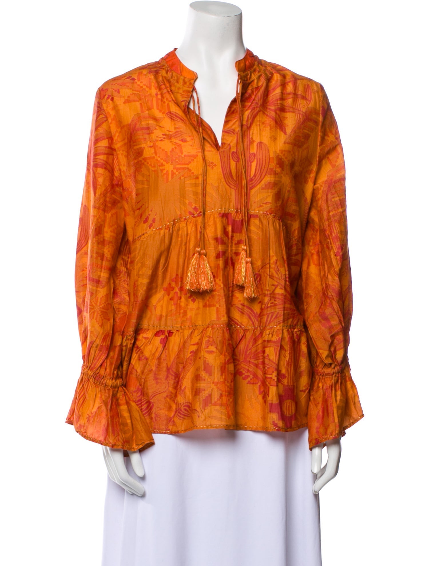 Chufy Printed V-Neck Blouse