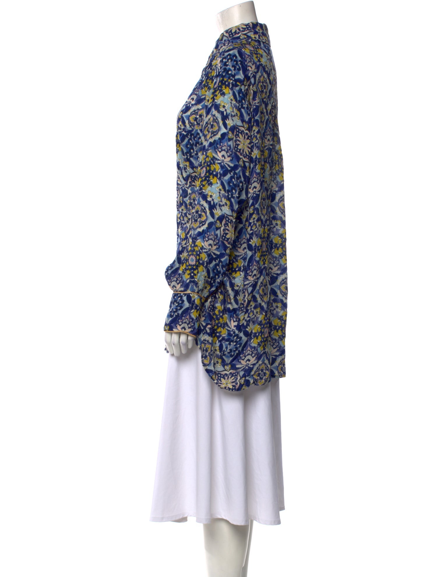 Chufy Printed Long Sleeve Button-Up Top