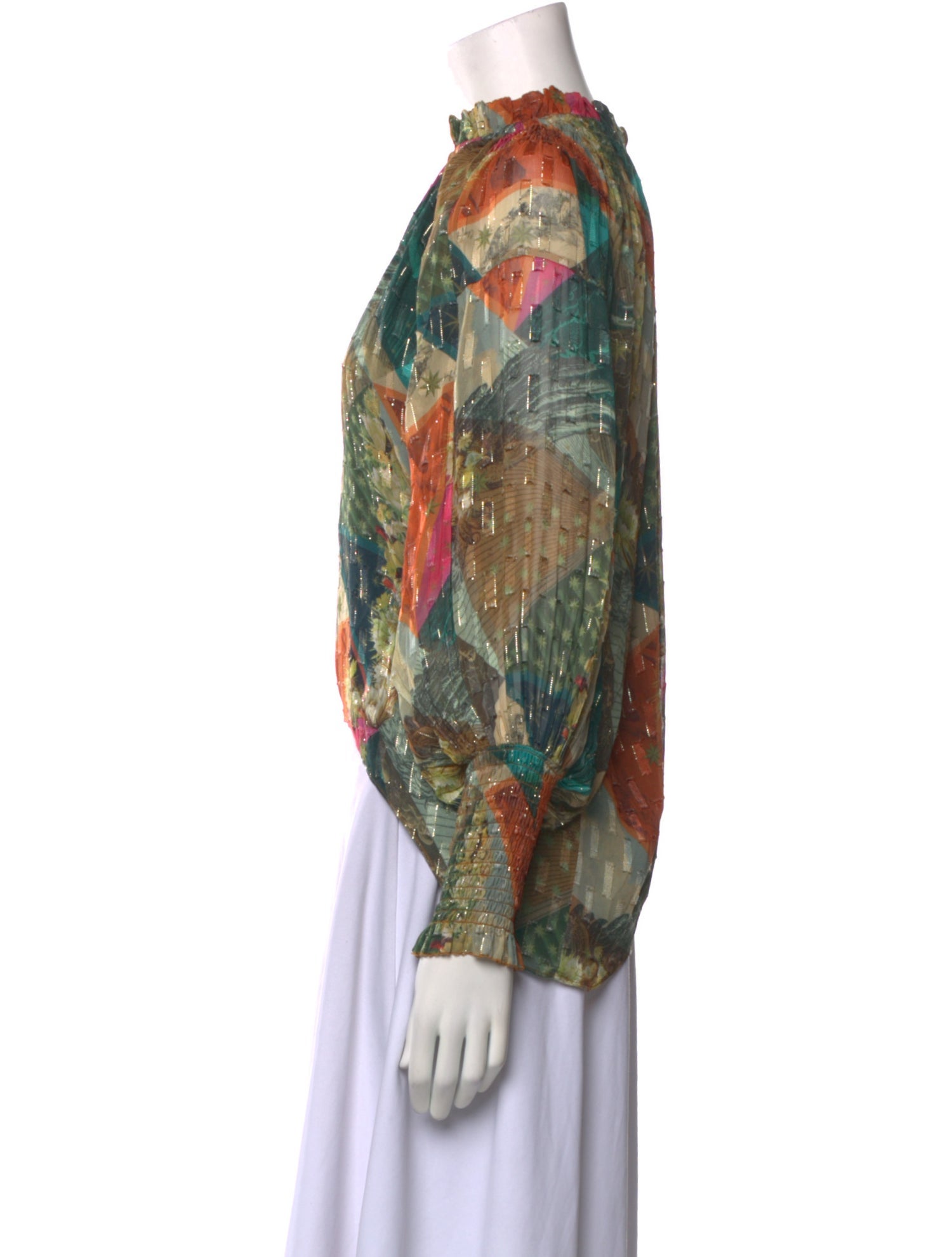 Chufy Printed Mock Neck Blouse