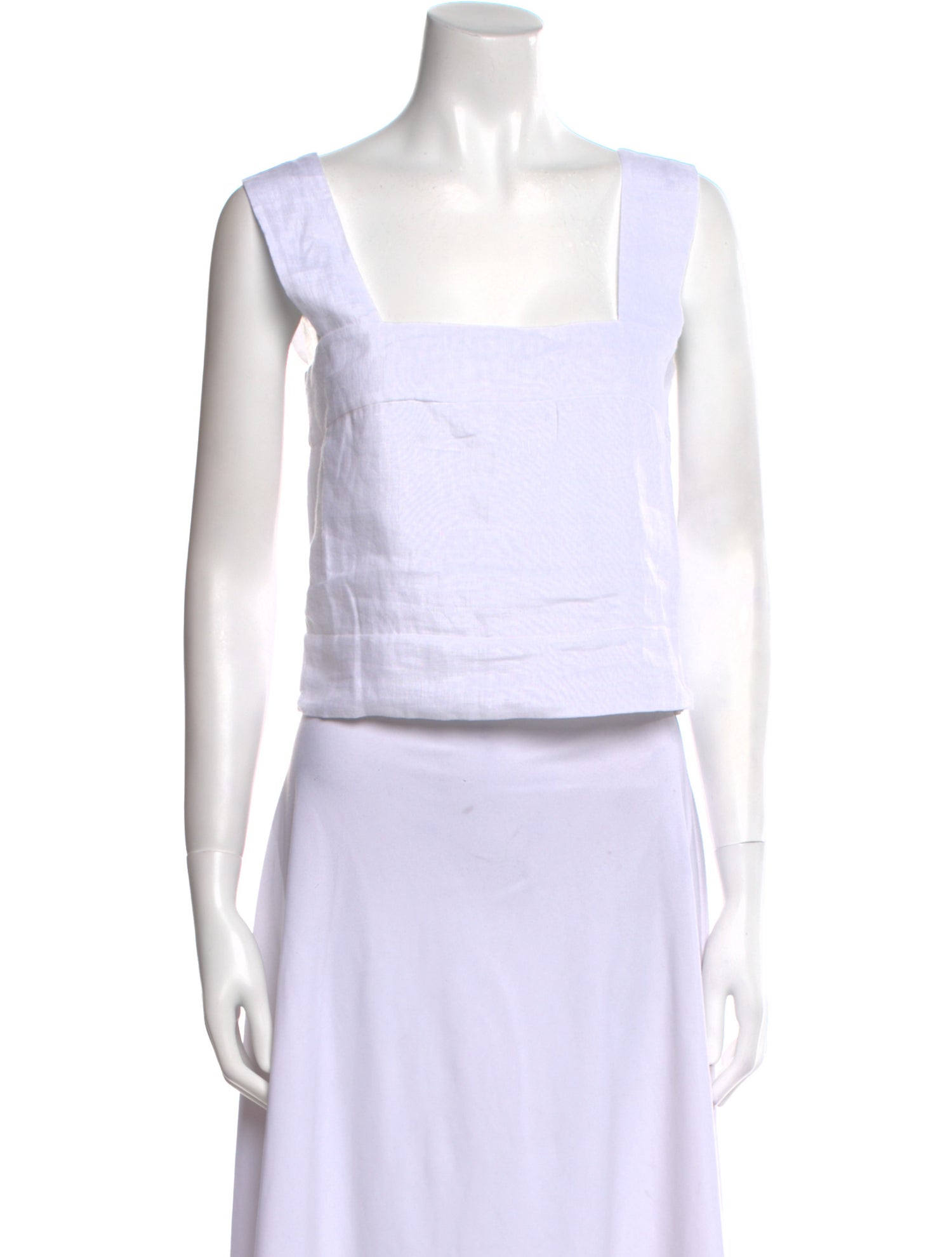 Chufy Linen Square Neckline Crop Top