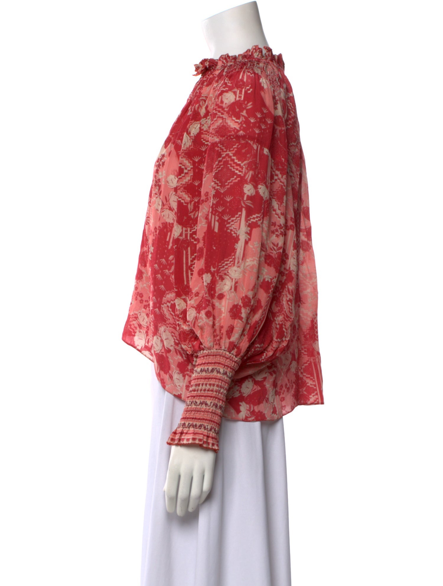 Chufy Floral Print Mock Neck Blouse