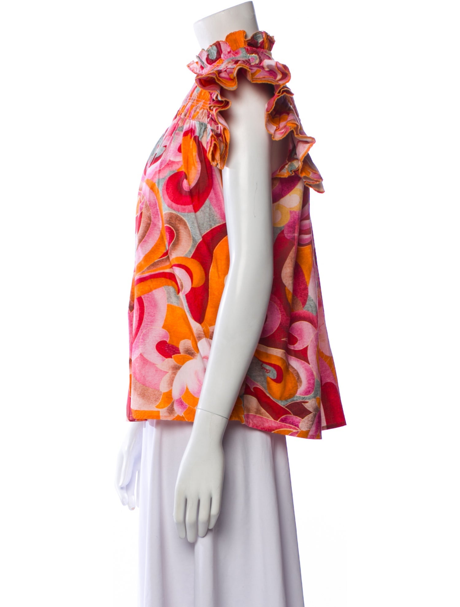 Chufy Printed Mock Neck Blouse