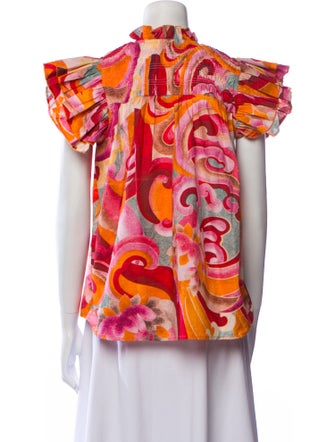 Chufy Printed Mock Neck Blouse