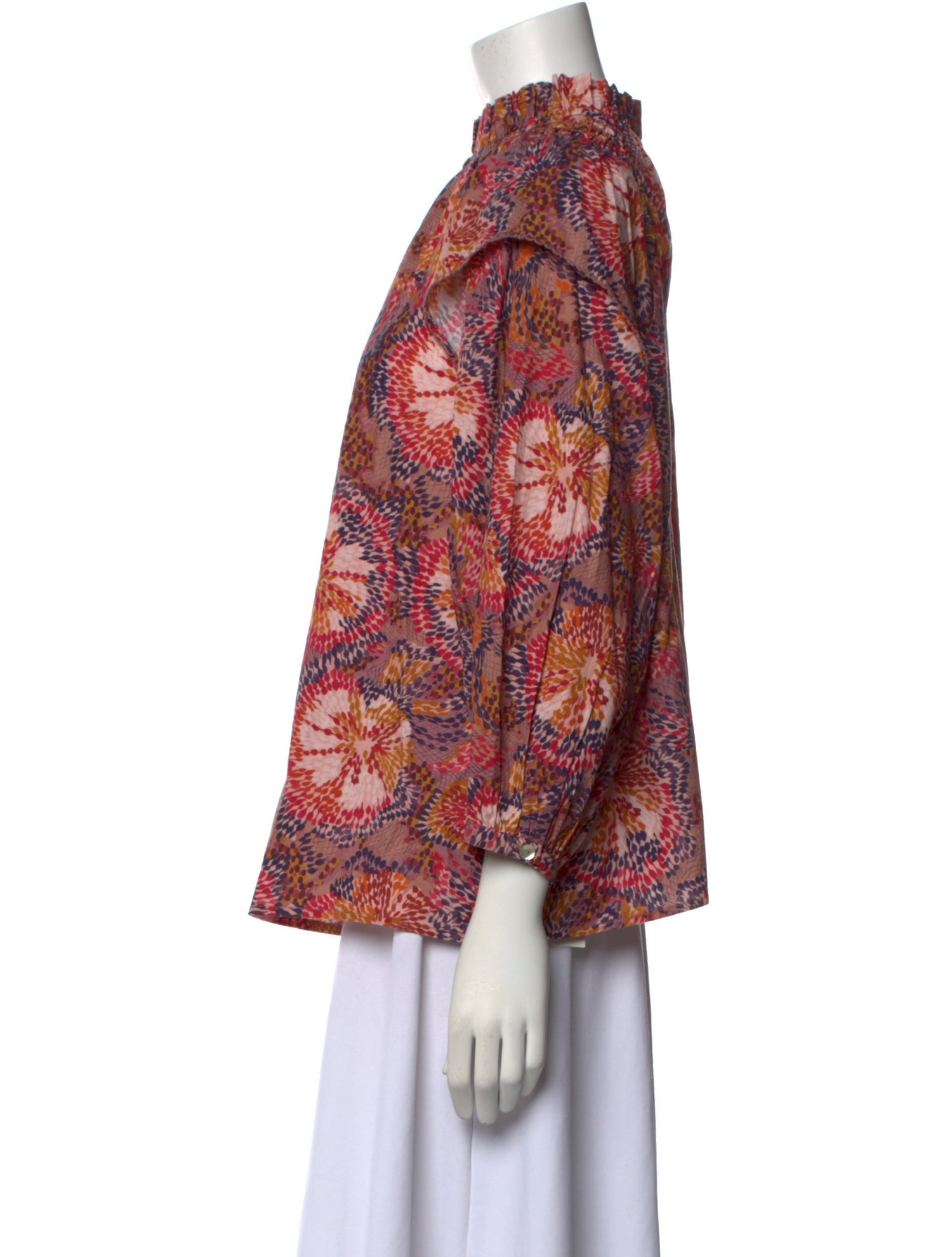 Chufy Printed Mock Neck Blouse