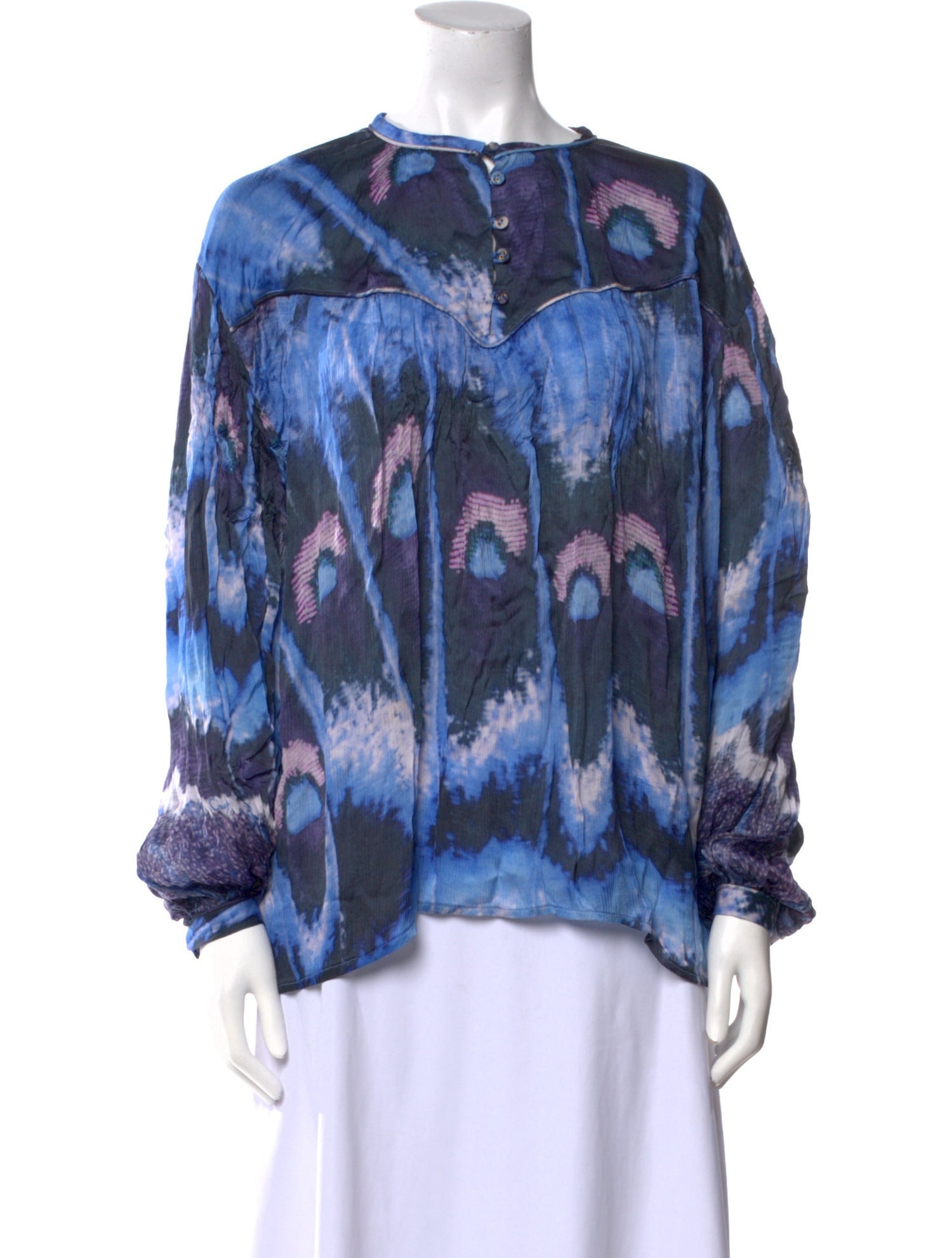 Chufy Silk Tie-Dye Print Blouse