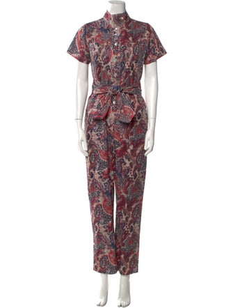Chufy Printed Mock Neck Jumpsuit
