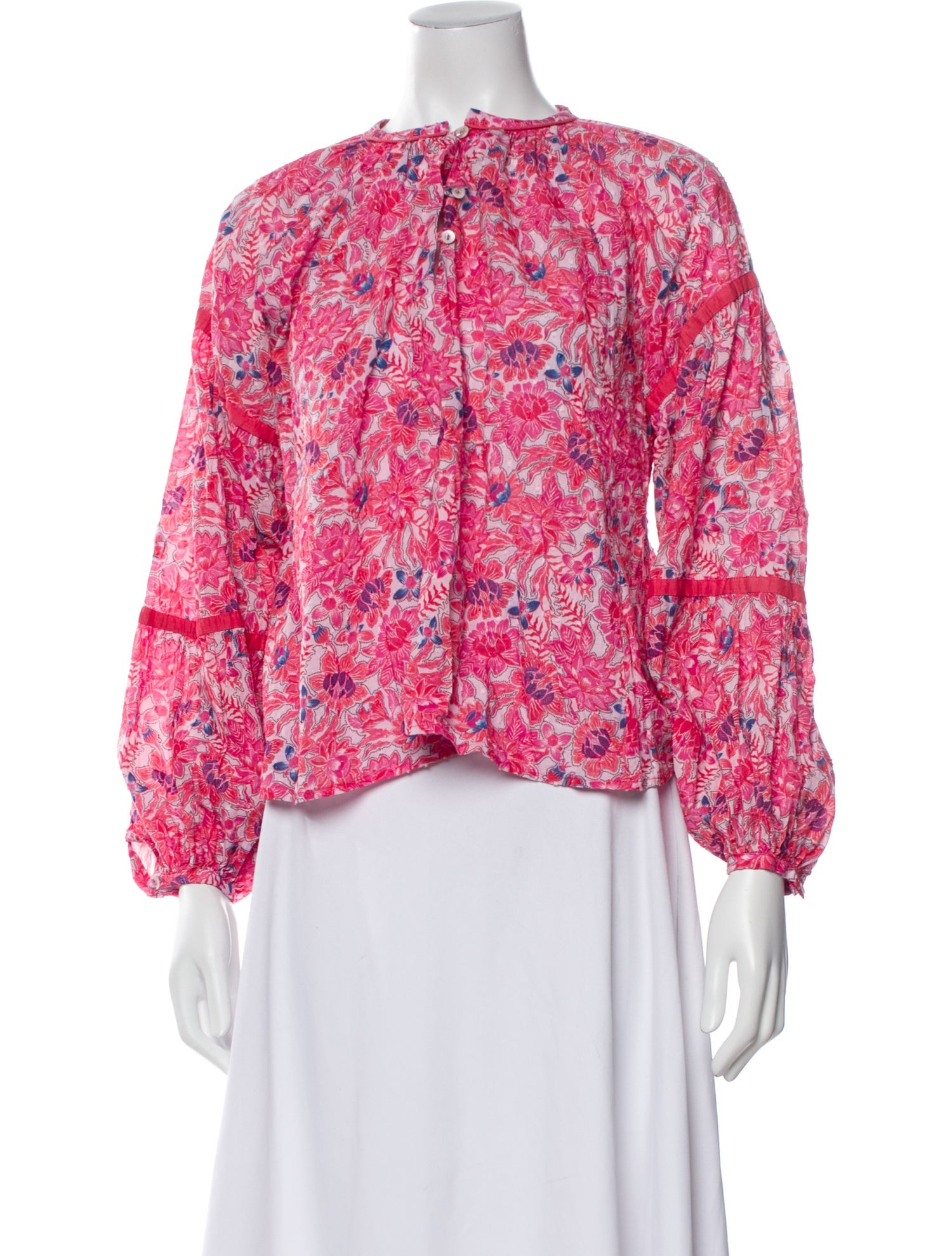 Chufy Floral Print Mock Neck Blouse