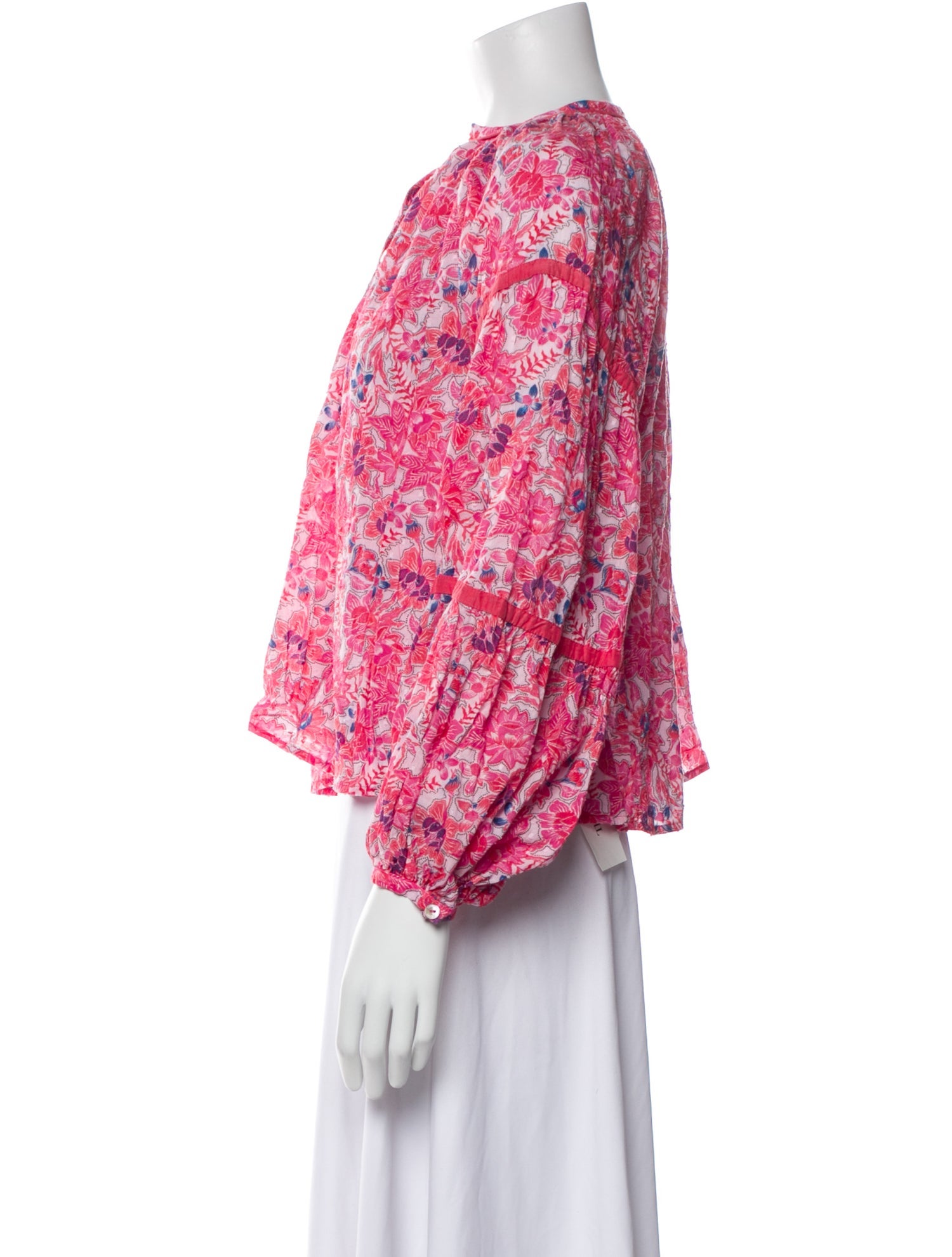 Chufy Floral Print Mock Neck Blouse