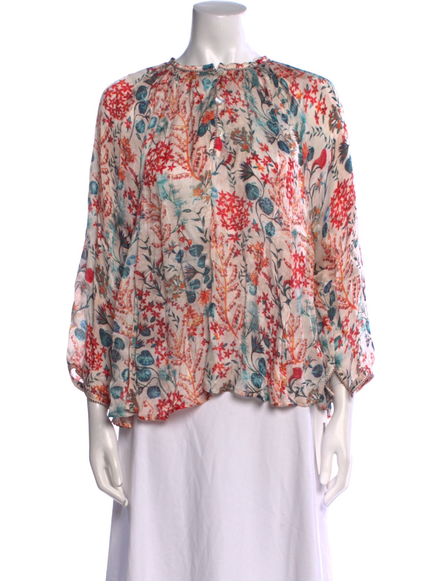 Chufy Floral Print Crew Neck Blouse