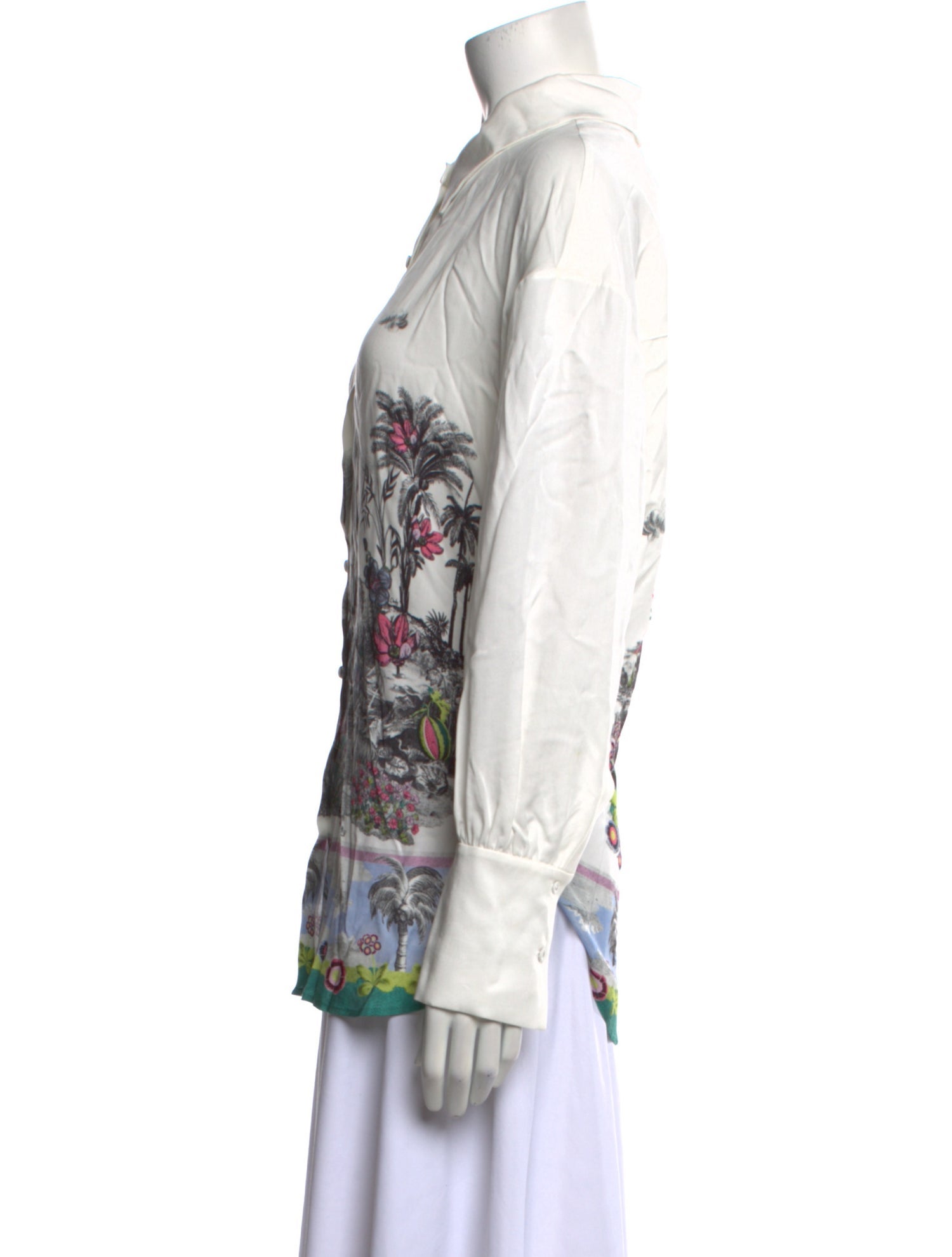 Chufy Printed Long Sleeve Button-Up Top