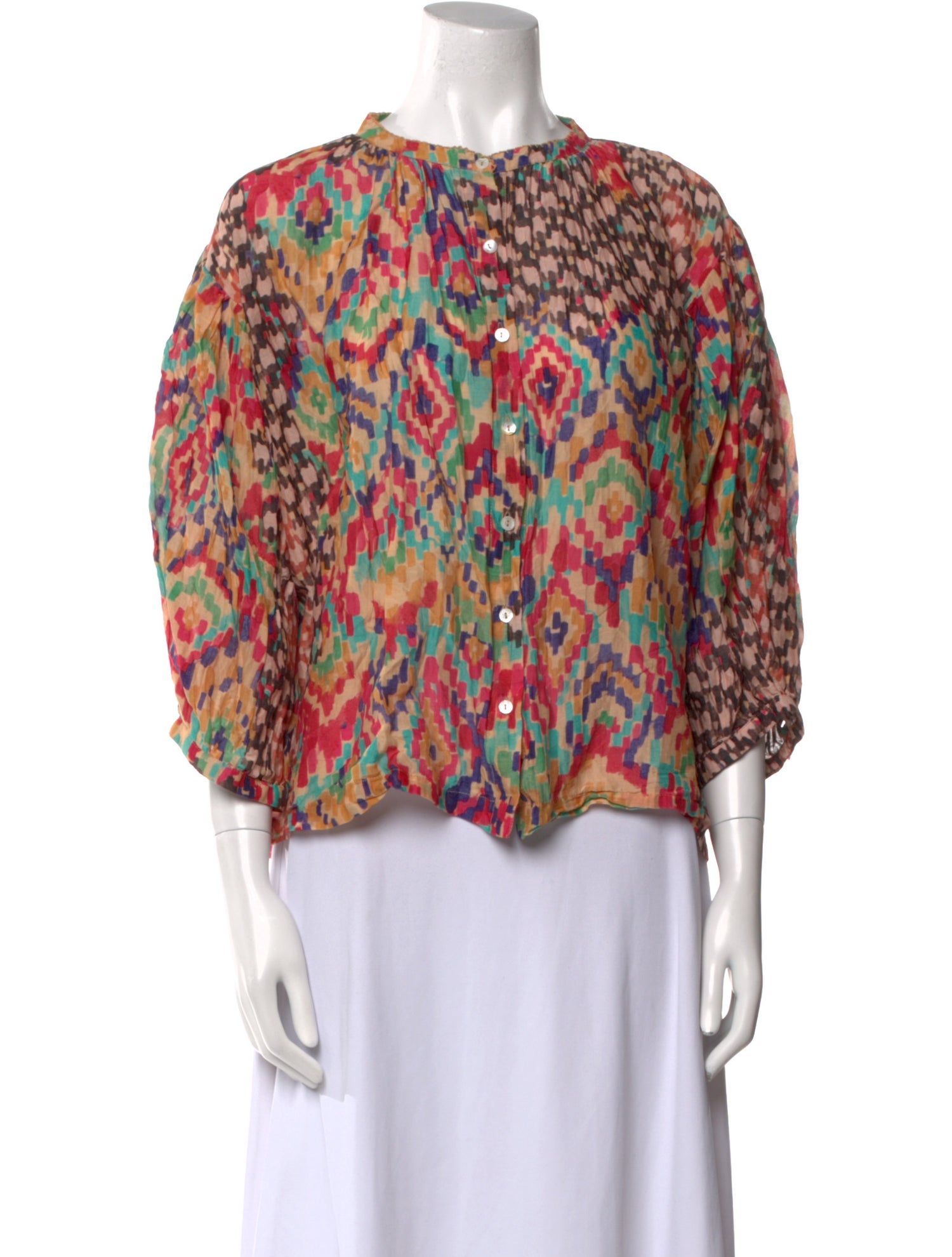 Chufy Printed Crew Neck Blouse