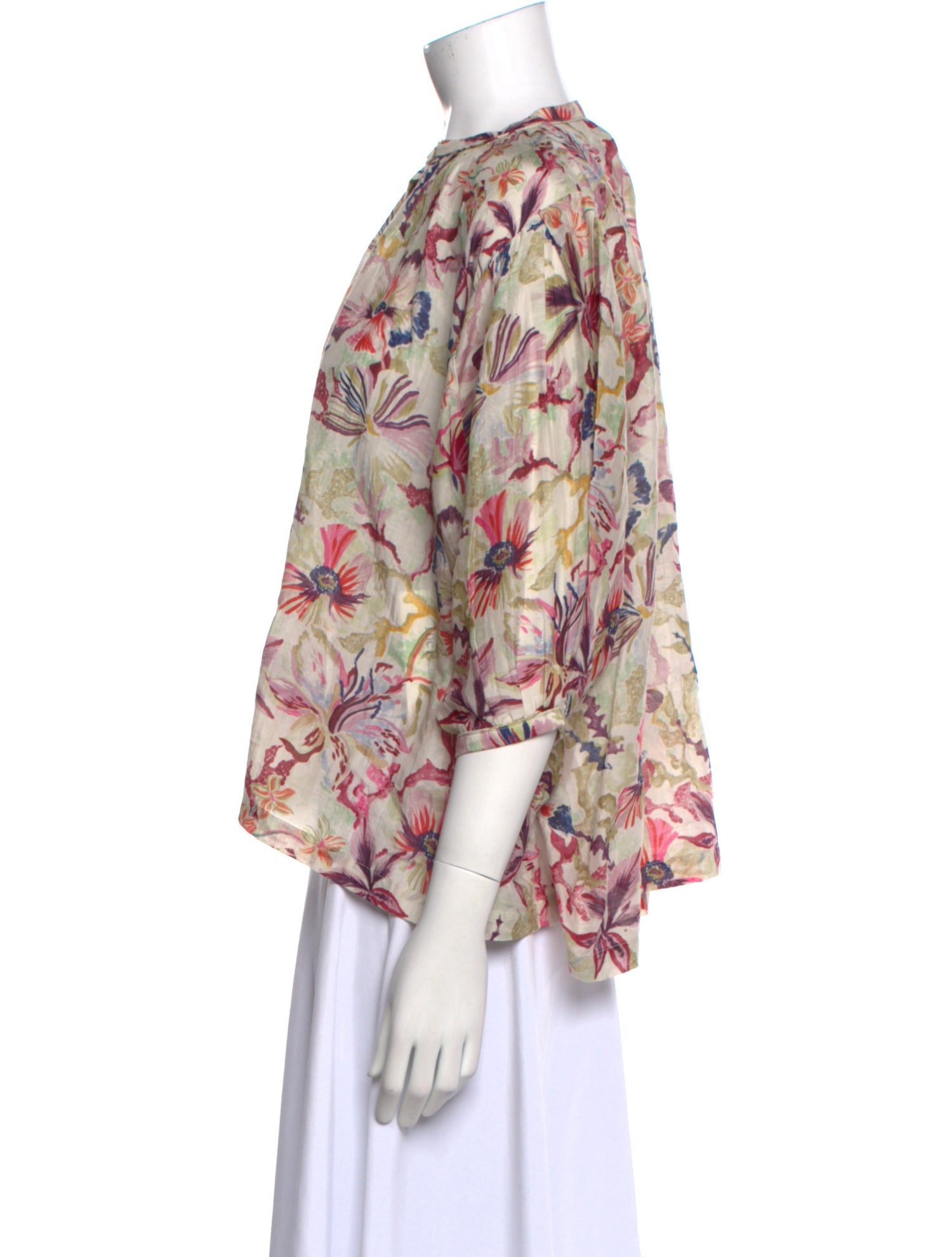 Chufy Floral Print Mock Neck Blouse