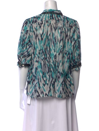 Chufy Printed Mock Neck Button-Up Top