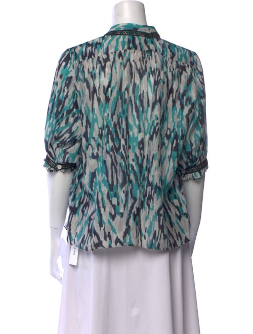 Chufy Printed Mock Neck Button-Up Top