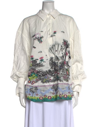 Chufy Printed Long Sleeve Button-Up Top