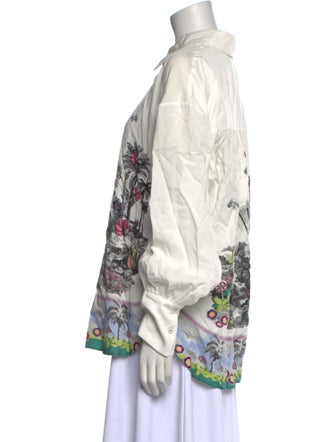 Chufy Printed Long Sleeve Button-Up Top