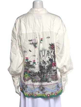 Chufy Printed Long Sleeve Button-Up Top