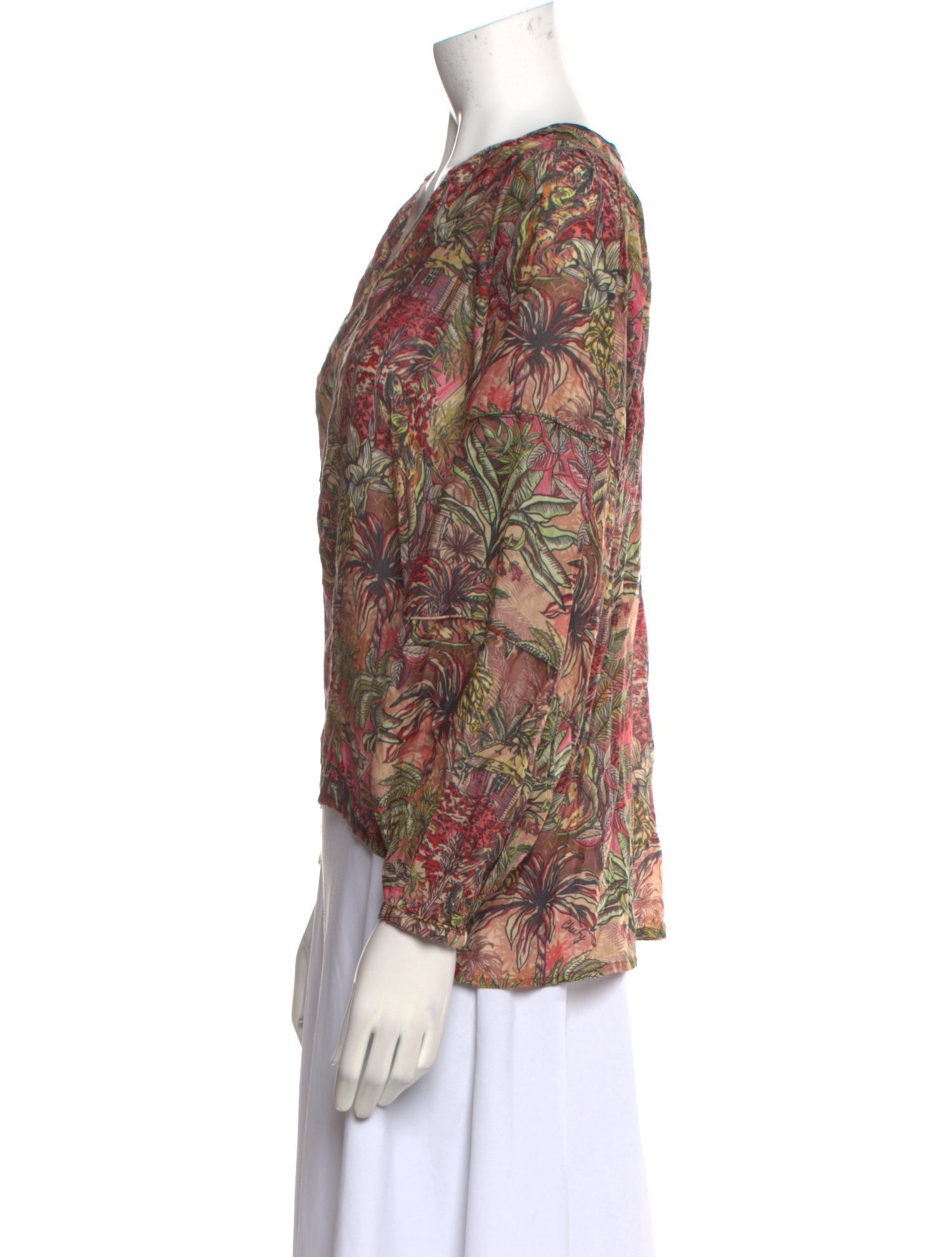 Chufy Printed V-Neck Blouse