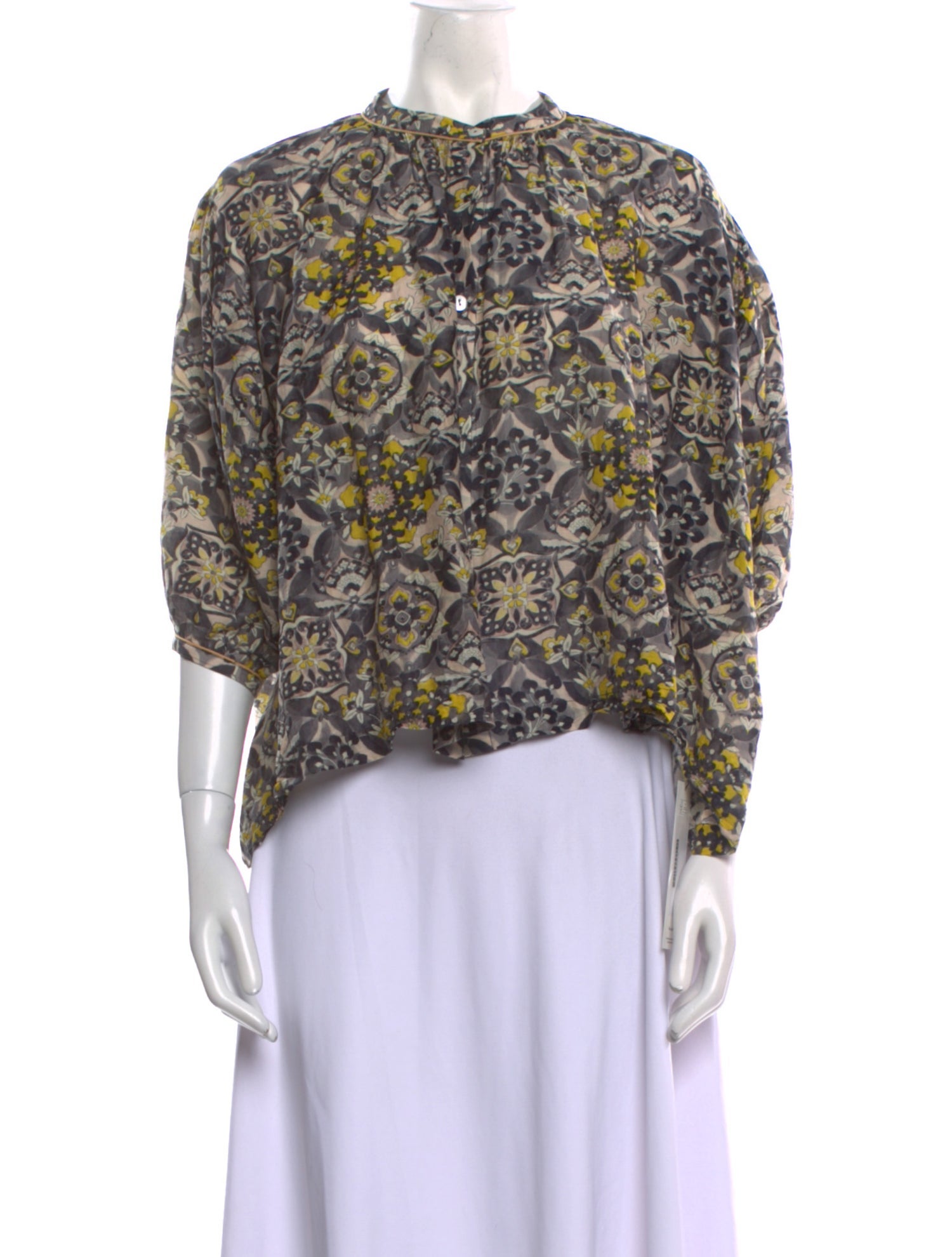 Chufy Printed Mock Neck Blouse