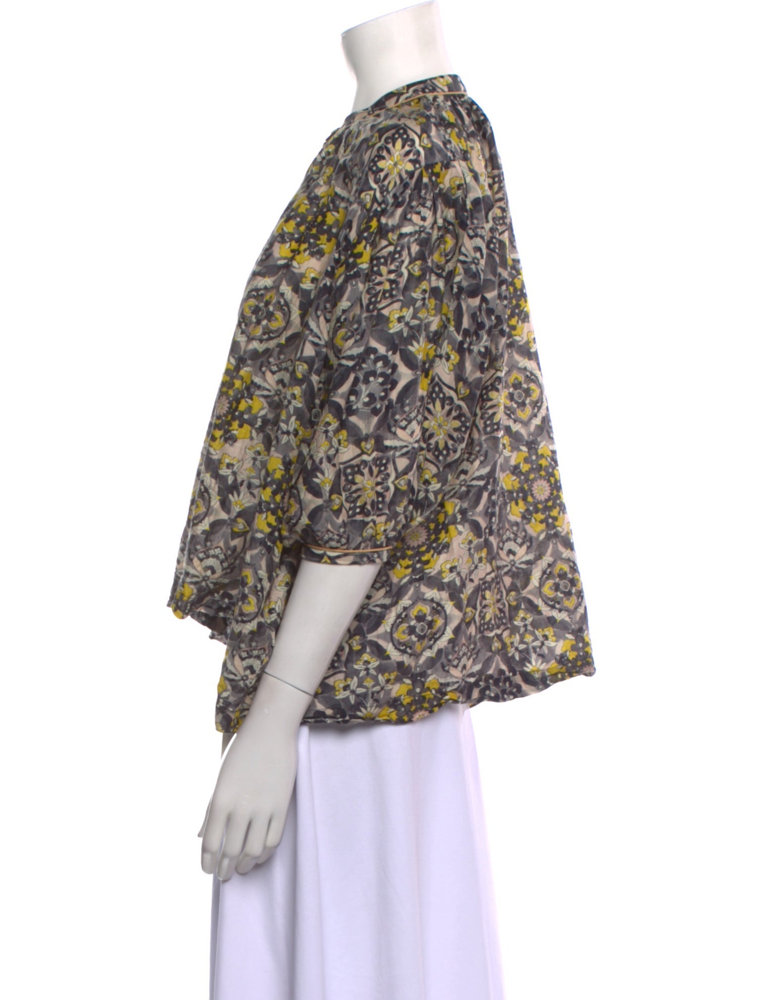 Chufy Printed Mock Neck Blouse