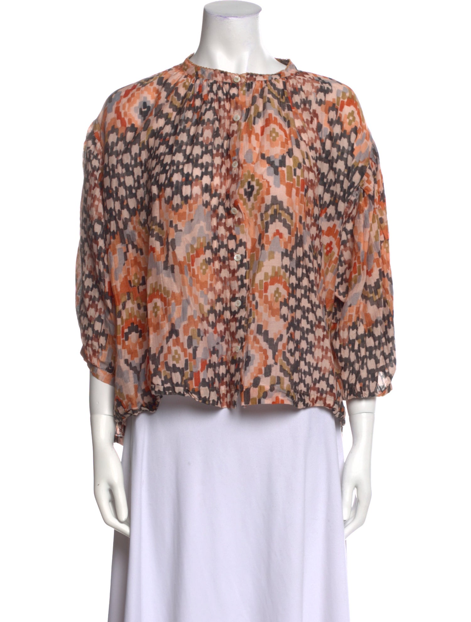 Chufy Printed Crew Neck Blouse