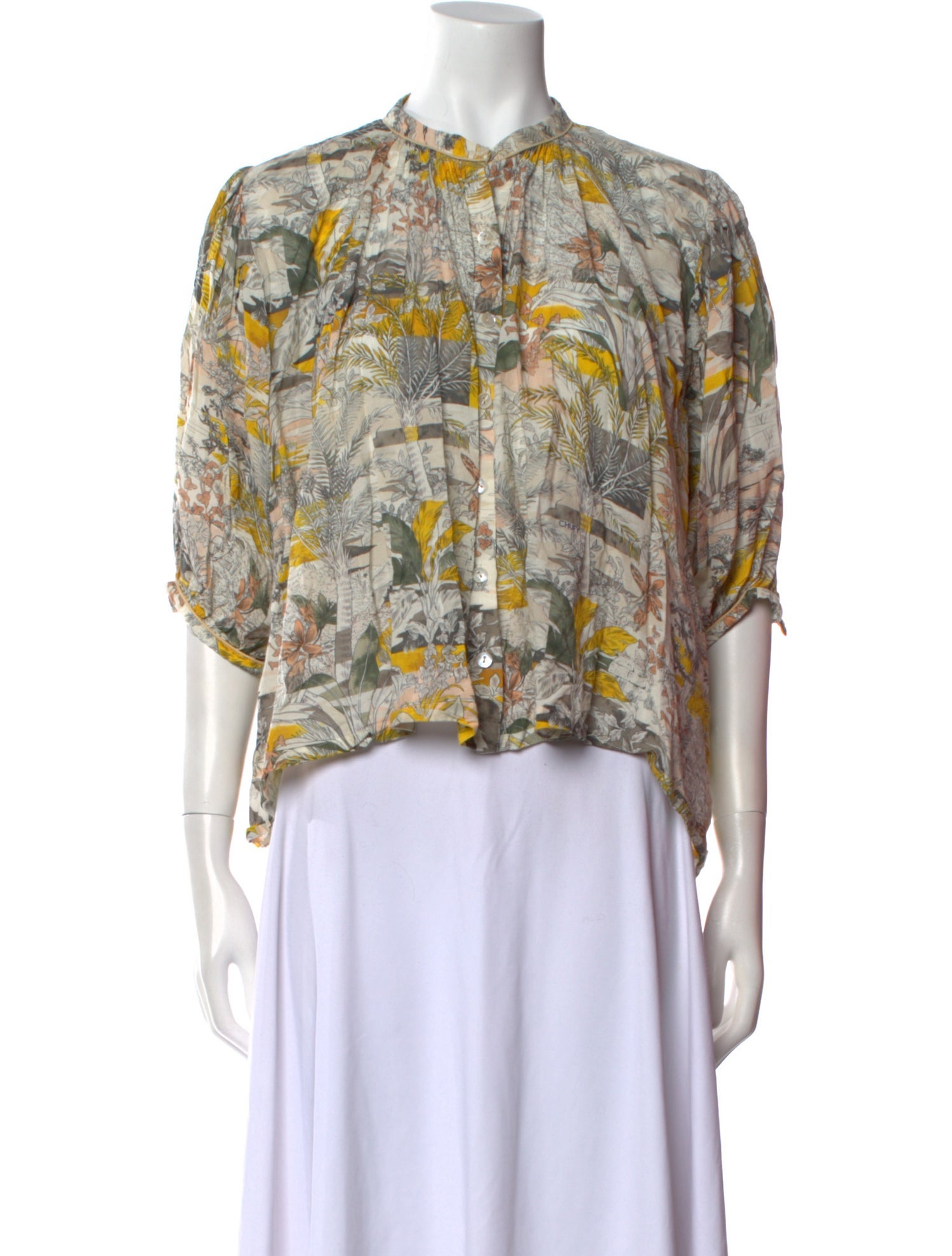 Chufy Printed Mock Neck Blouse