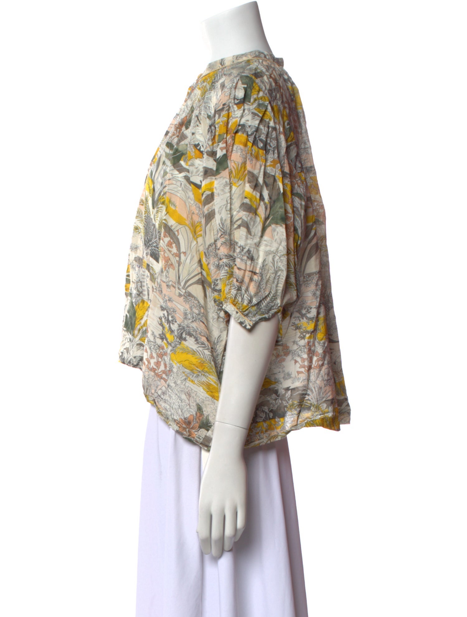 Chufy Printed Mock Neck Blouse